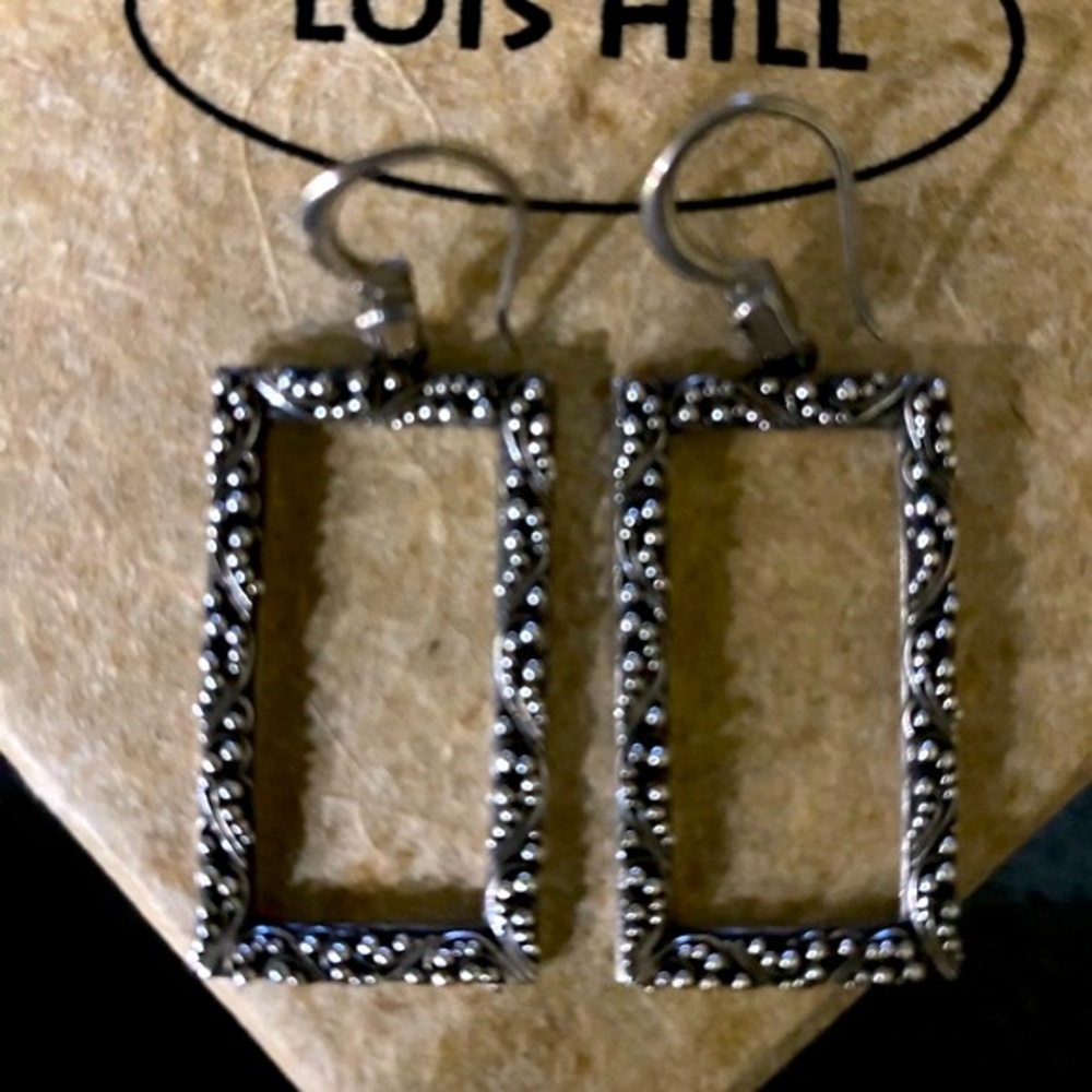 Lois Hill silver rectangle earrings, barely worn.